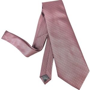 Giorgio Armani Satin Striped Necktie Handmade in Italy Salmon Pink Mens 4"